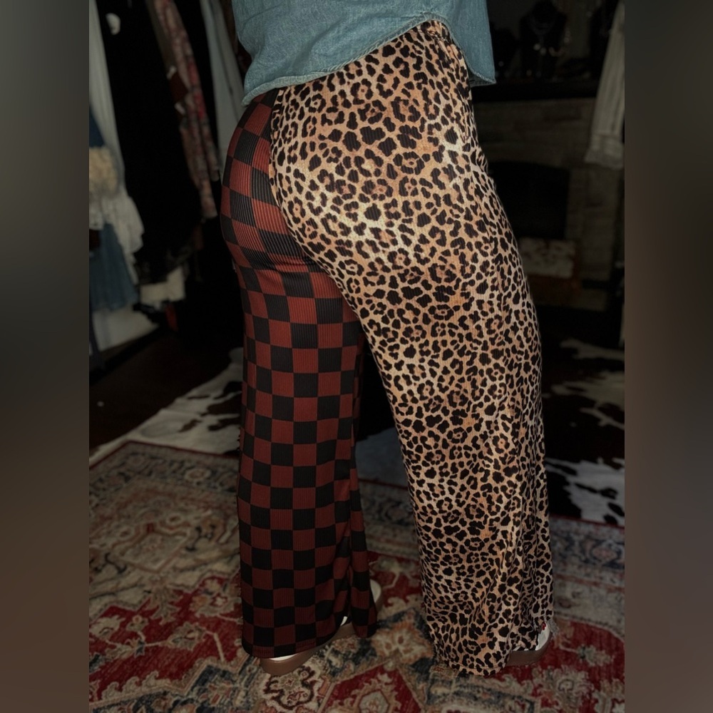 Leopard and Checkered Women's Pants - Picture 2 of 3